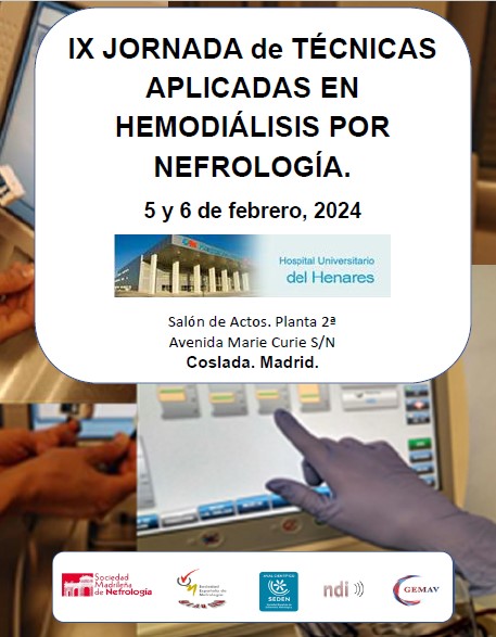 IX JORNADA de TÉCNICAS APLICADAS EN HEMODIÁLISIS POR NEFROLOGÍA.