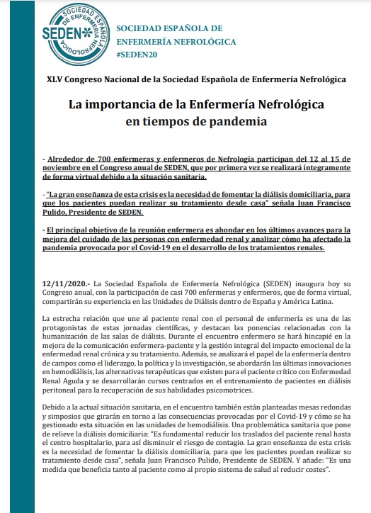 La importancia de la Enfermería Nefrológica en tiempos de pandemia