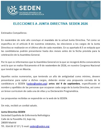 Elecciones a Junta Directiva  SEDEN 2026